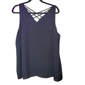 Maurices Black White Polka Dots Criss Cross Back Tank Top Blouse Womans Plus 1x